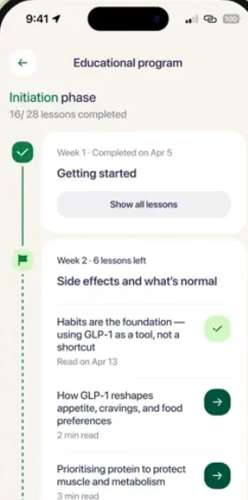 Educational program lessons for the initiation phase
